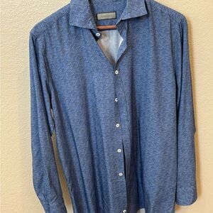 Canali Men's Patterned Blue Button Down Shirt